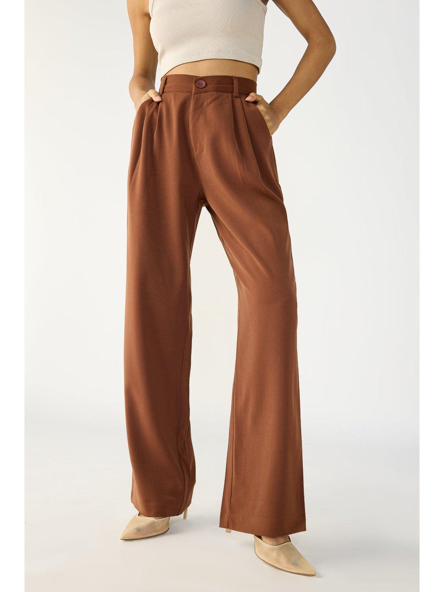 ganache brown pleated korean trouser