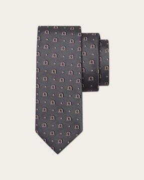 gancini print jacquard silk tie