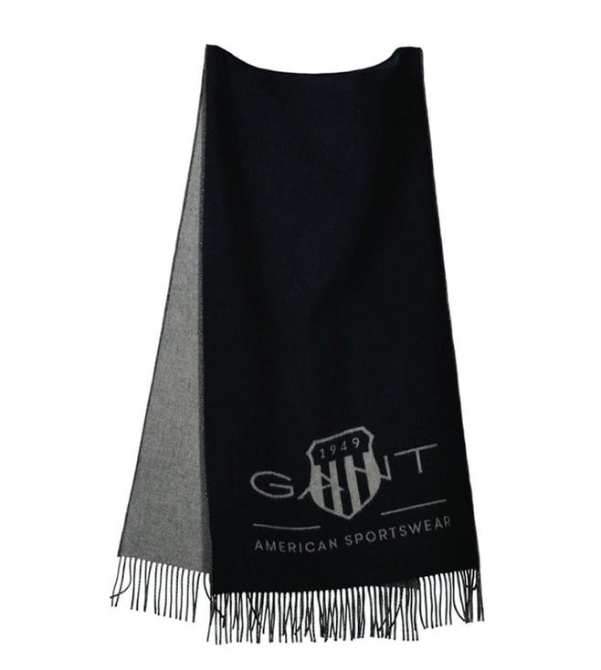 gant black fashion logo tasselled scarf (one size)