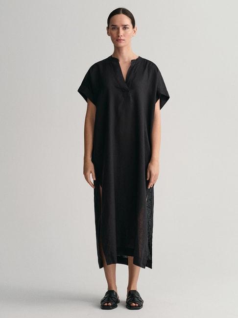 gant-black-linen-maxi-dress