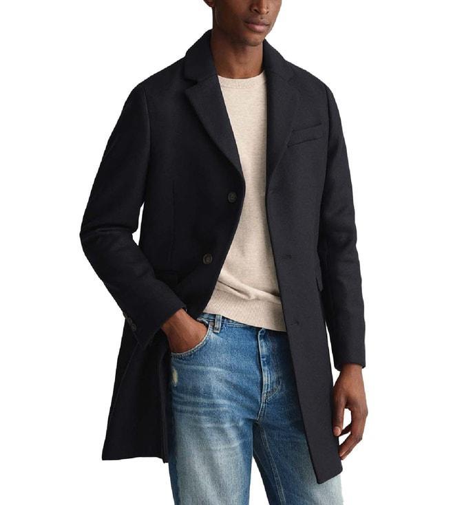 gant black regular fit coat