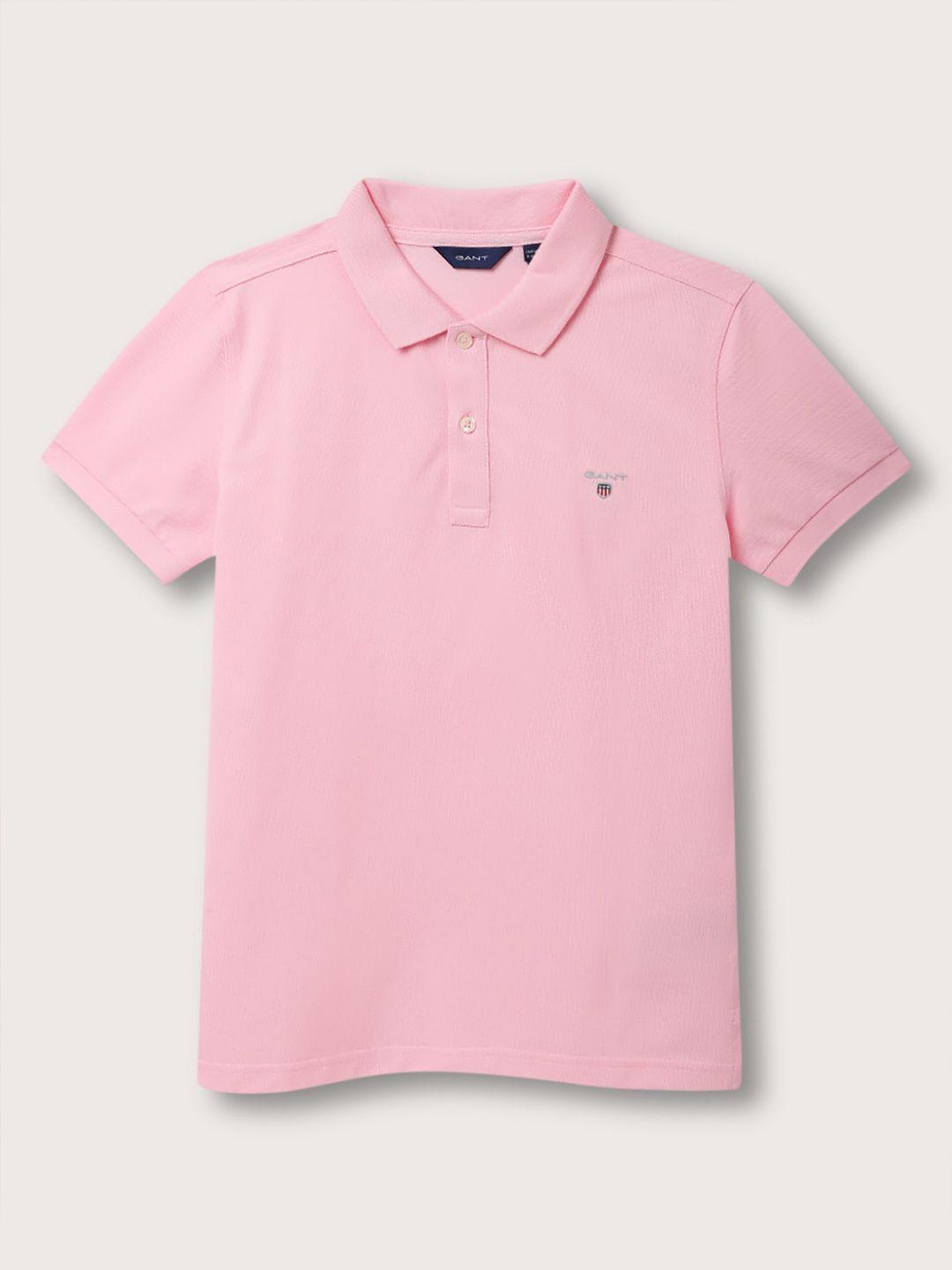 gant boys pink polo collar t-shirt