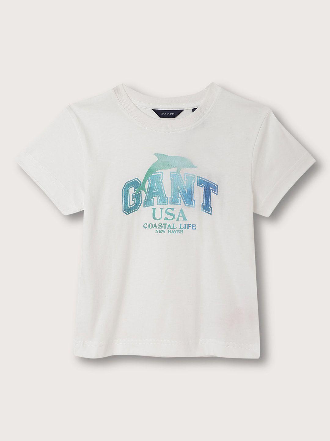 gant boys typography printed round neck organic cotton t-shirt