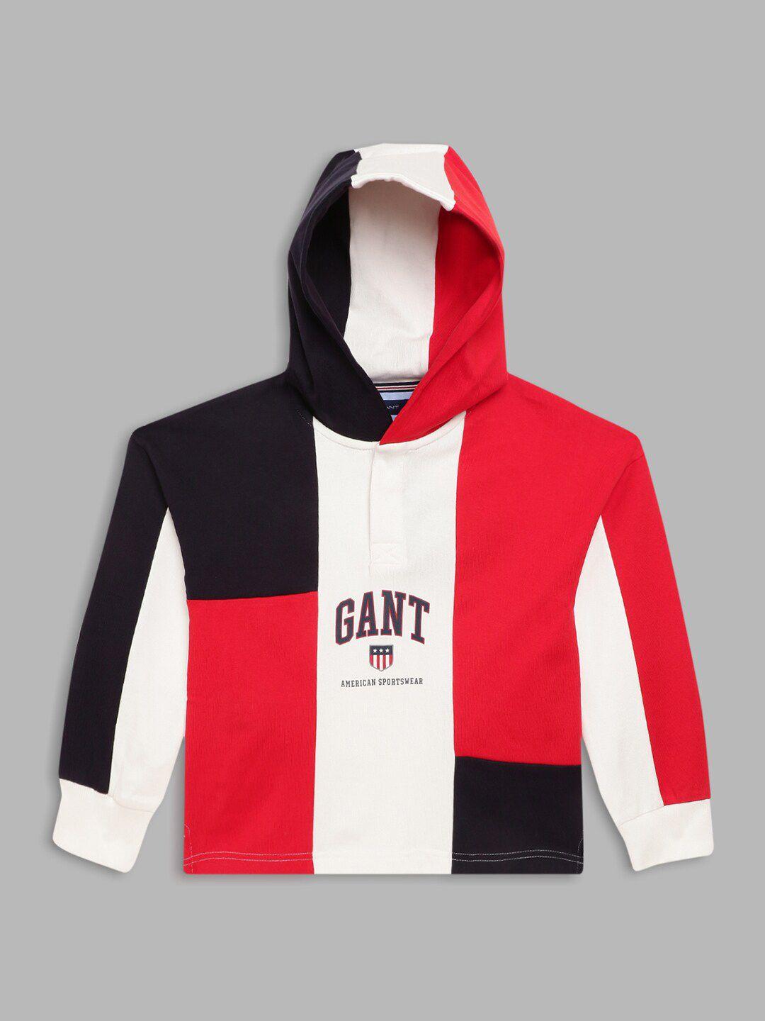 gant boys white and red  colourblocked sweatshirt