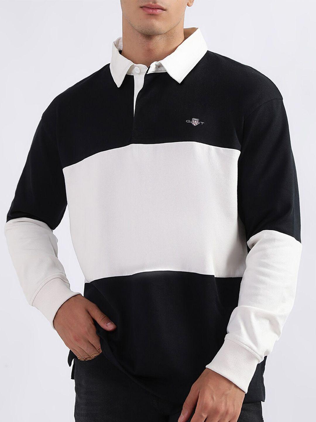 gant colourblocked polo collar cotton t-shirt