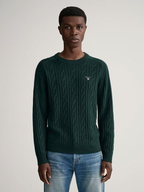 gant dark green regular fit jacquard sweater