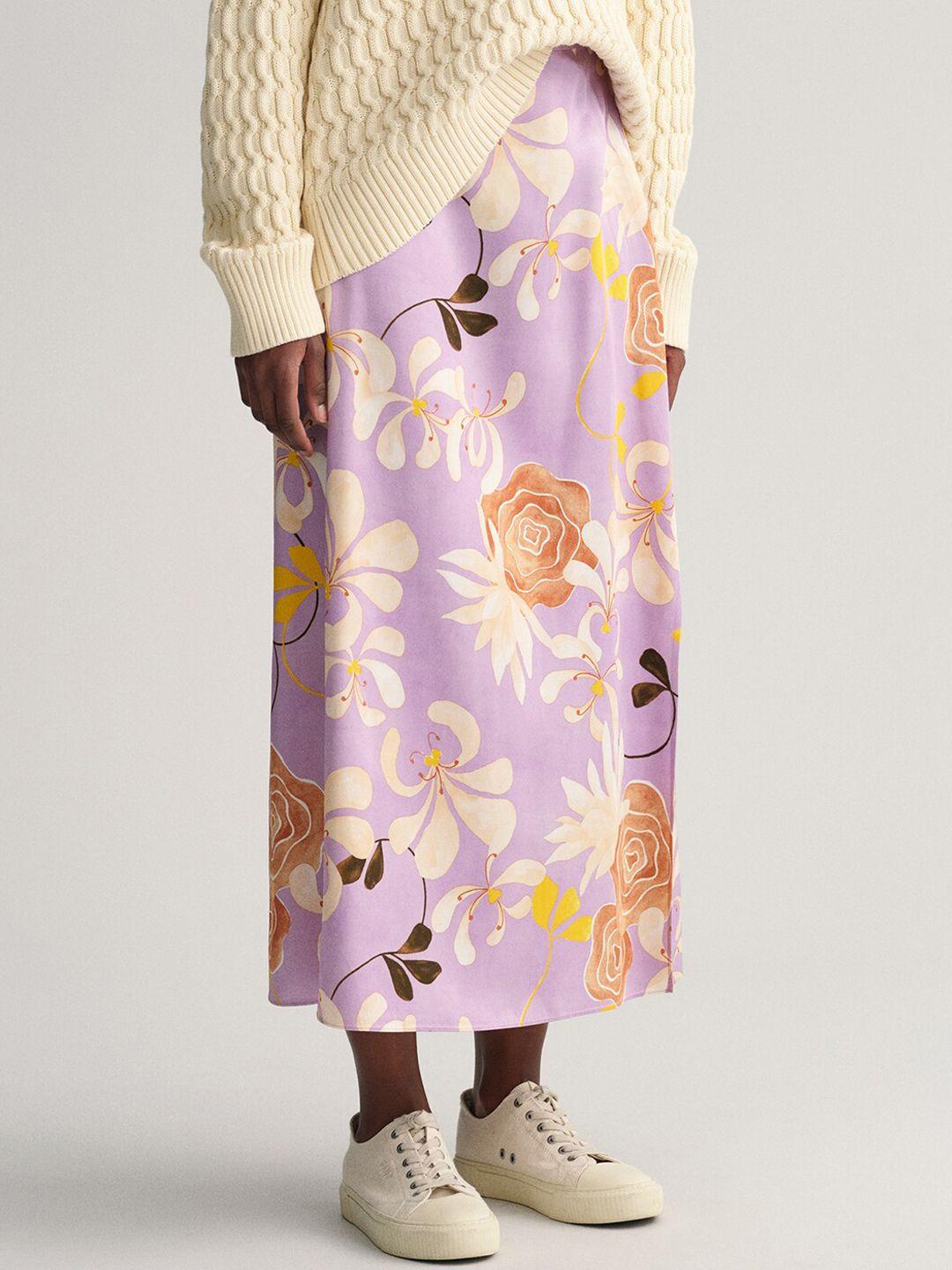 gant floral printed straight maxi skirt