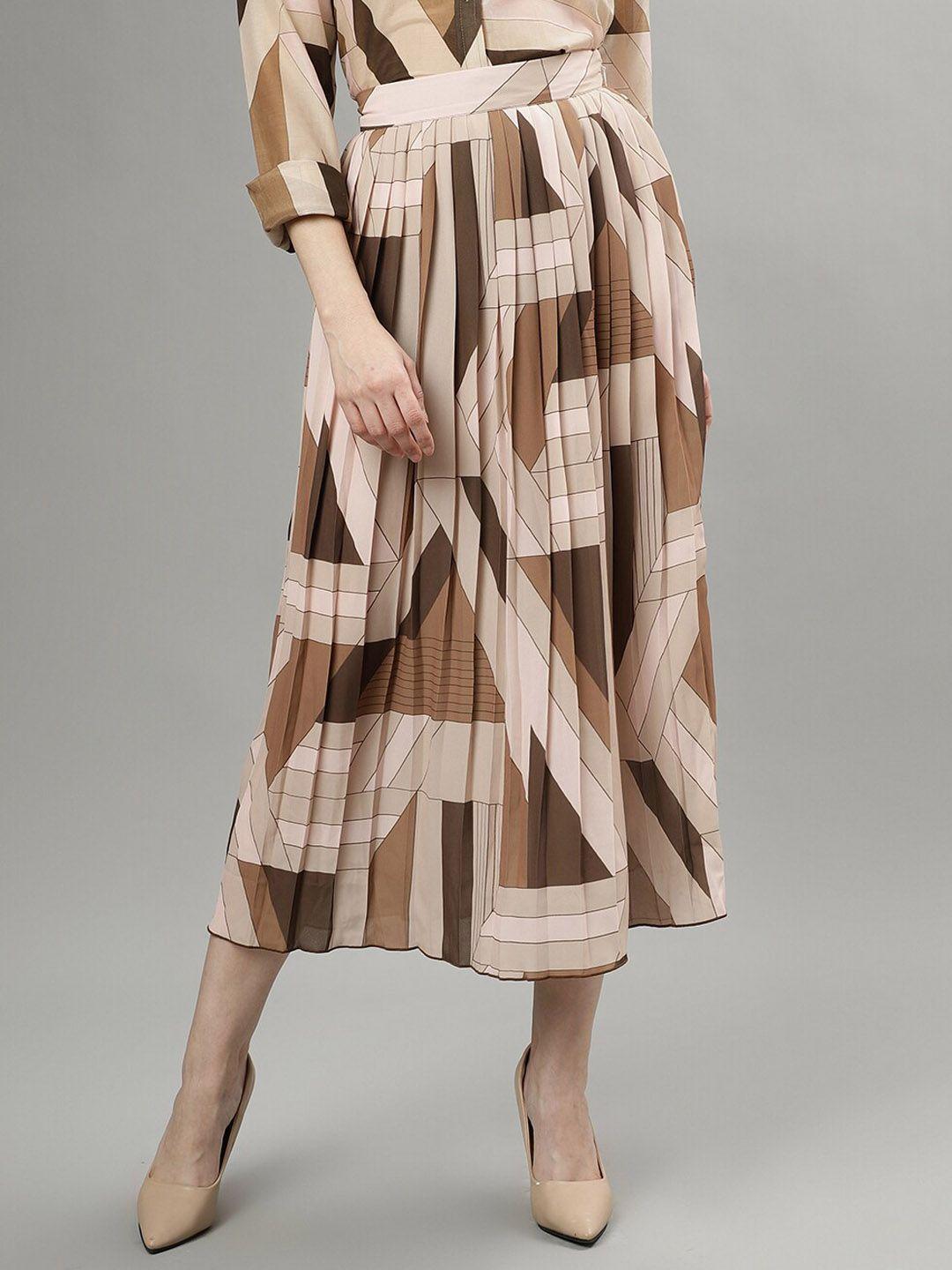 gant geometric printed flared midi skirt