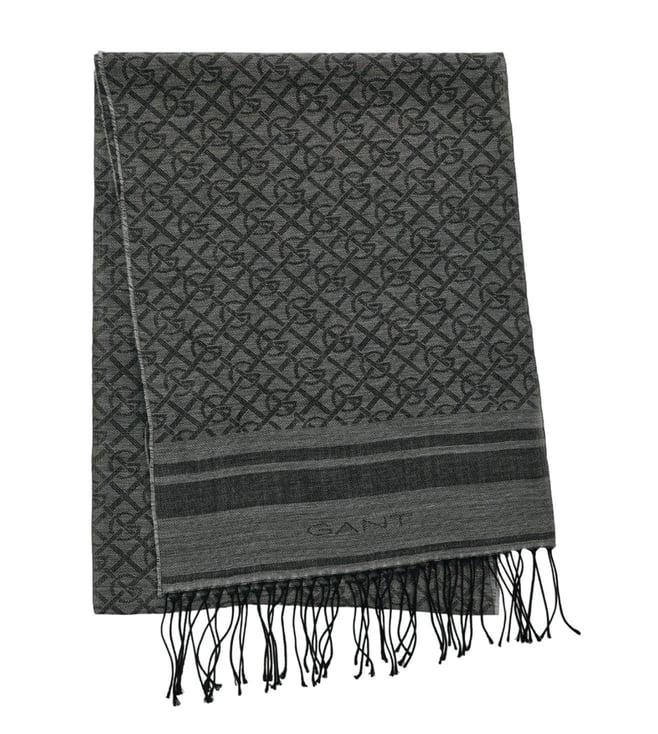 gant grey fashion logo tasselled scarf (one size)