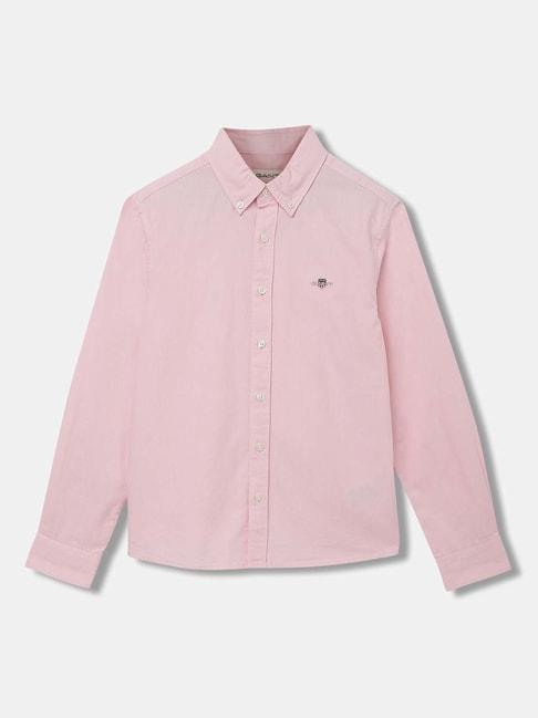 gant kids pink cotton logo full sleeves shirt