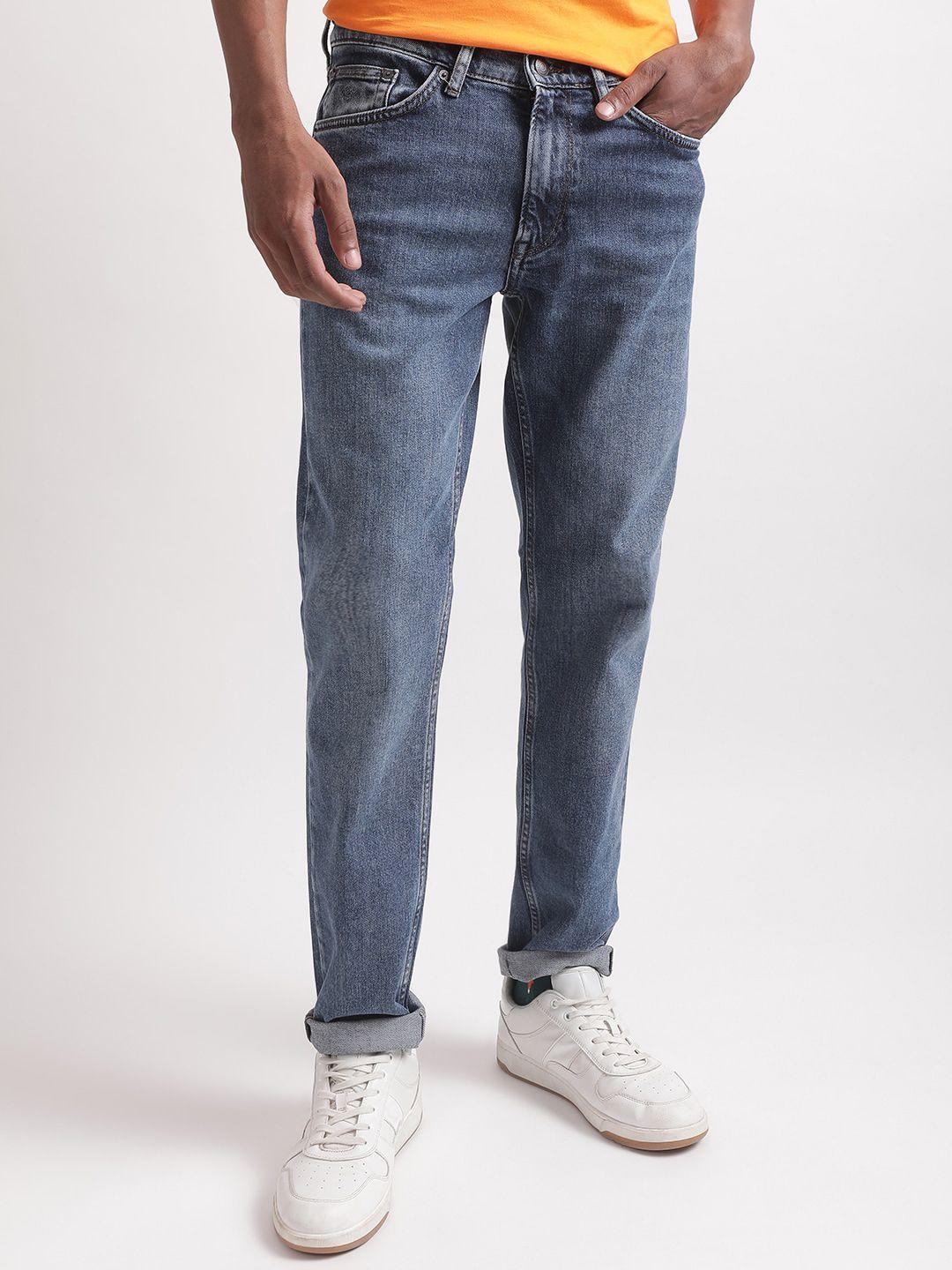 gant men mid-rise slim fit heavy fade jeans
