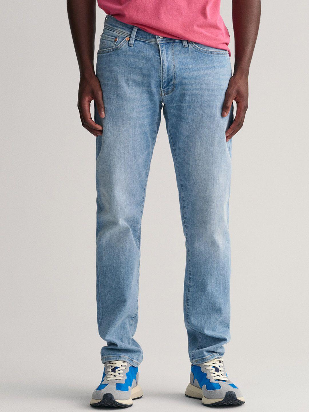 gant men mid-rise slim fit heavy fade stretchable jeans