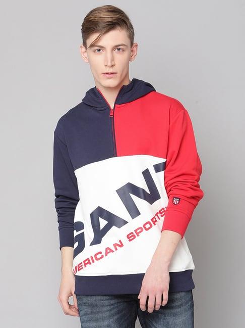 gant multicolor full sleeves hooded sweatshirt