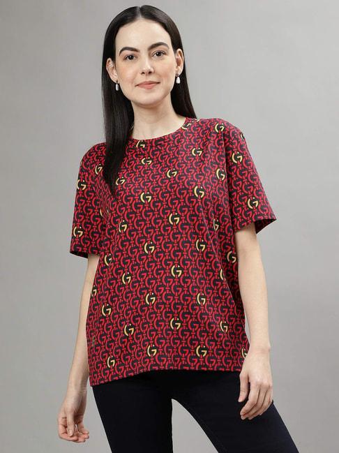 gant navy & red cotton printed t-shirt