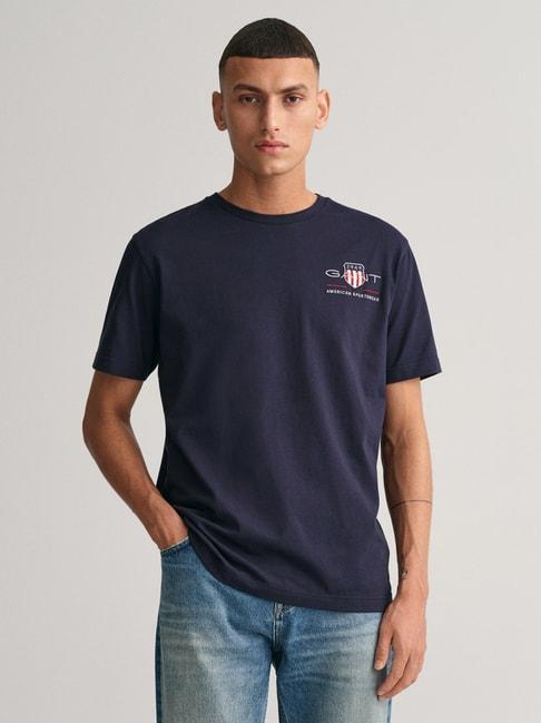 gant navy blue cotton regular fit t-shirt