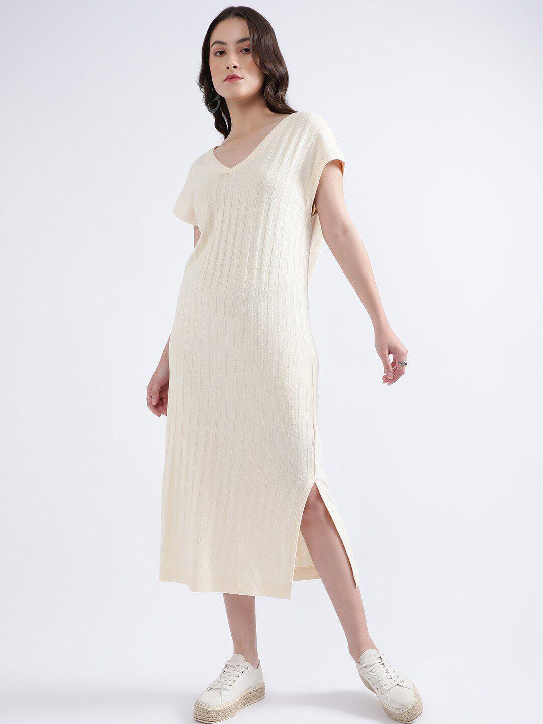 gant off white striped linen midi dress