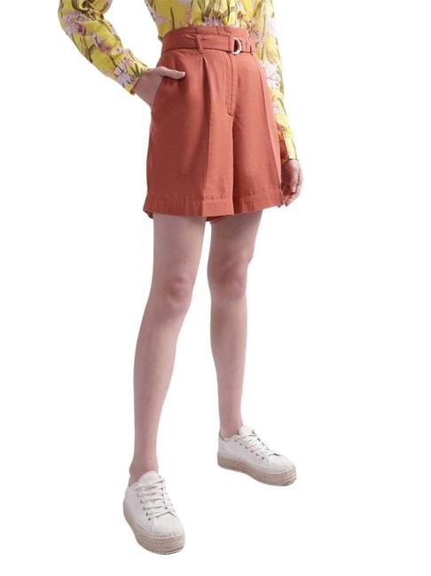 gant orange cotton mid rise shorts