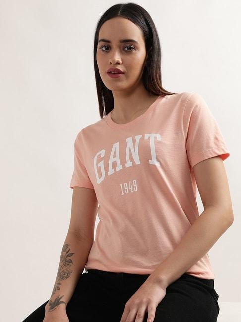 gant peach cotton printed t-shirt