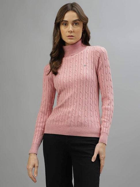 gant-pink-cotton-self-pattern-sweater
