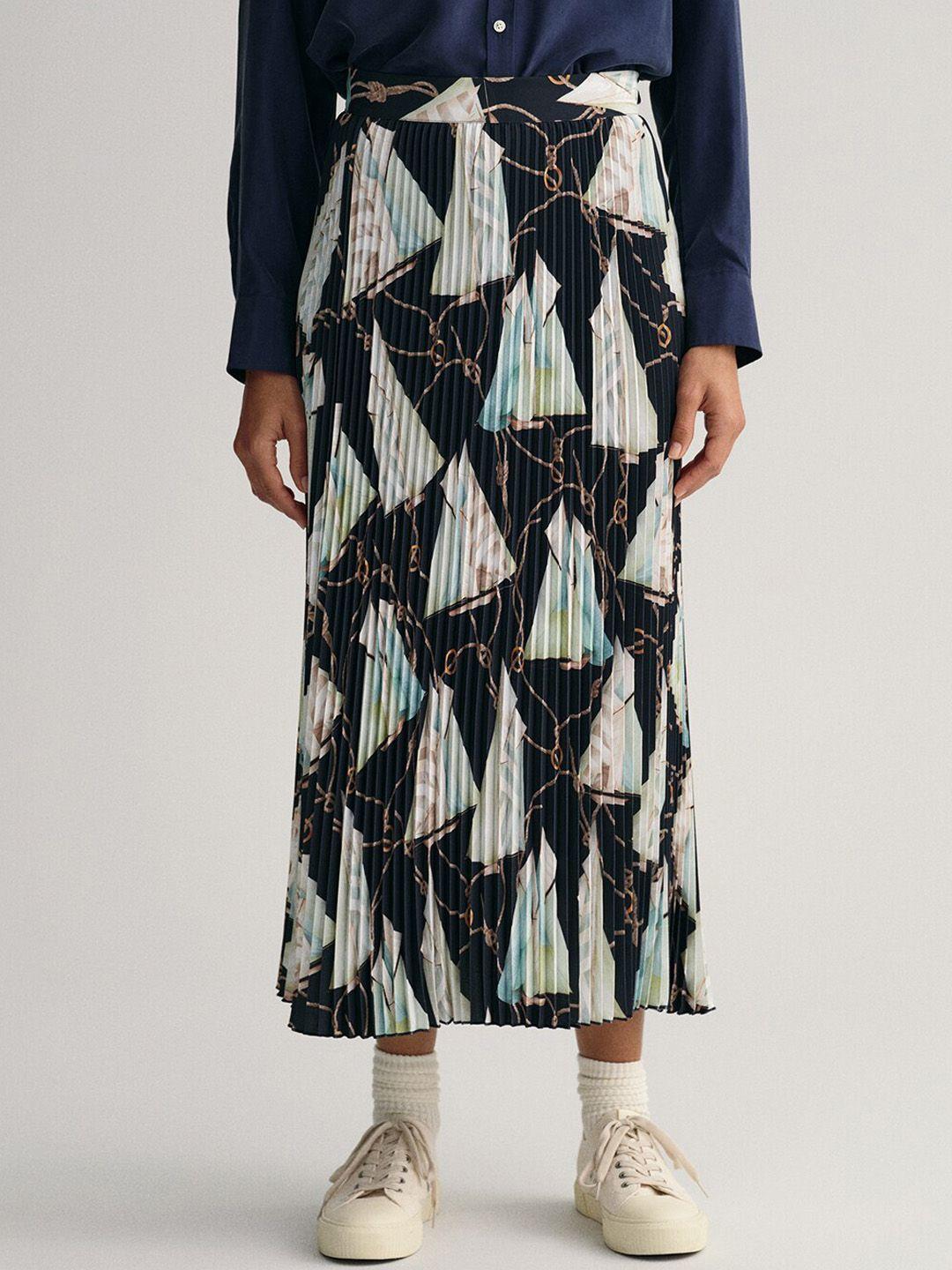 gant sailing printed accordion pleated skirt