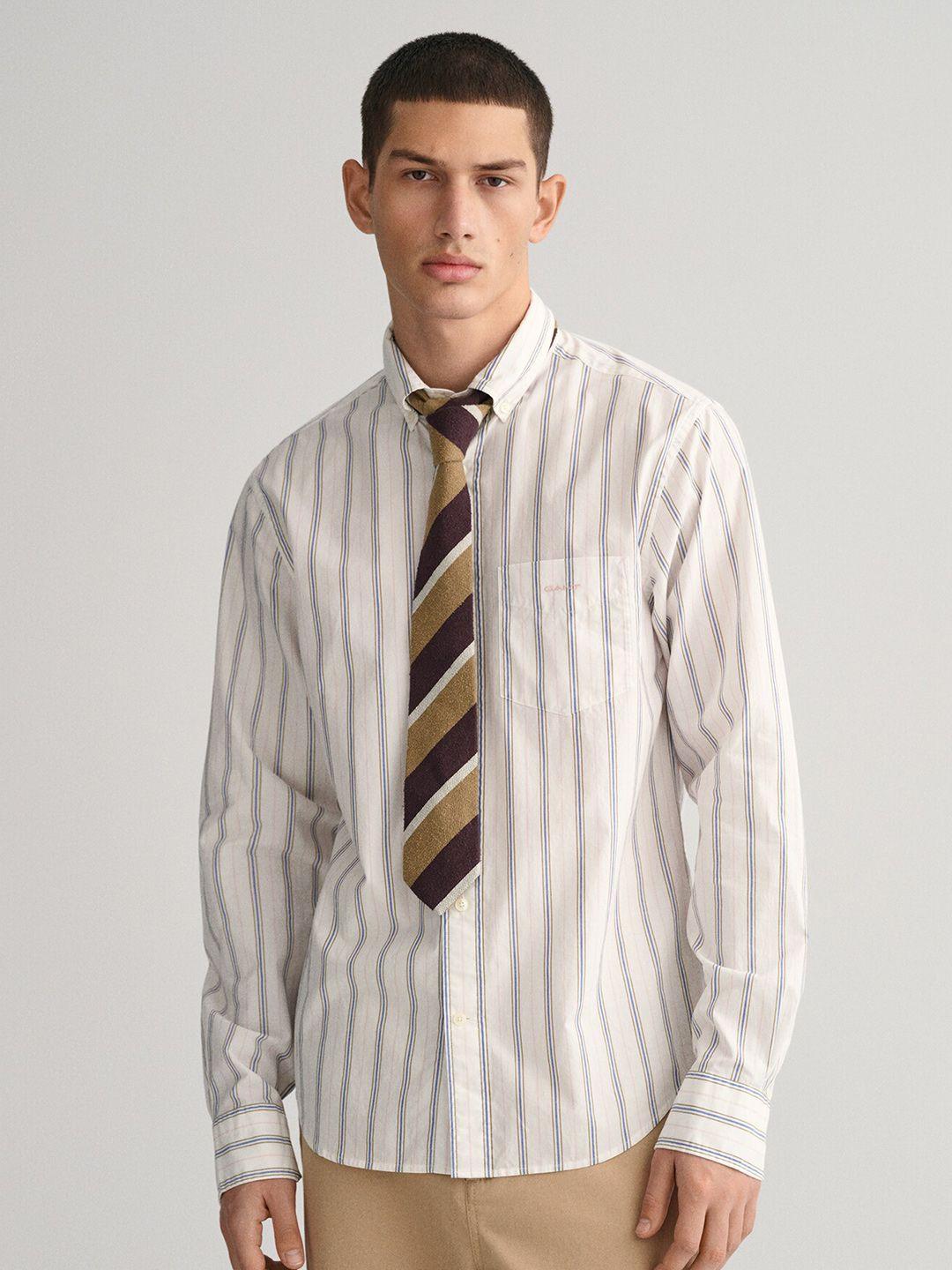 gant vertical striped button-down collar long sleeves casual pure cotton shirt