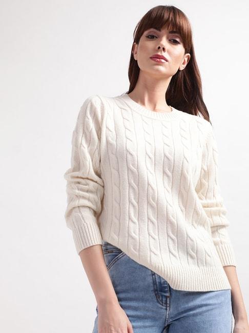 gant white self pattern sweater