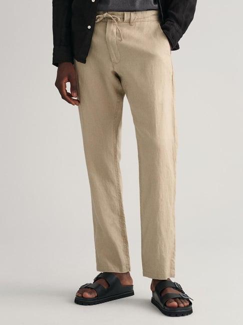 gant beige linen relaxed fit trousers