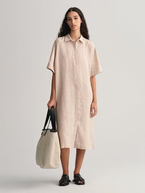 gant beige linen shirt dress