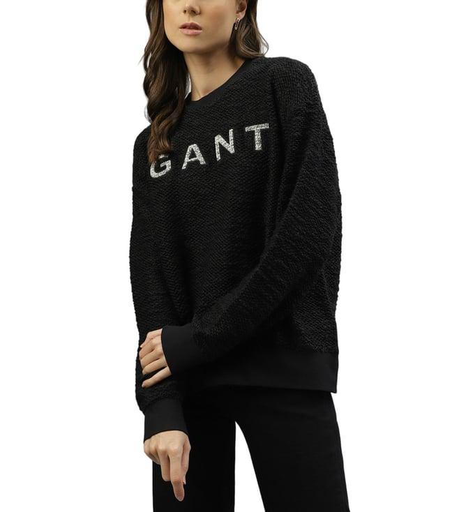 gant black fashion logo relaxed fit sweatshirt