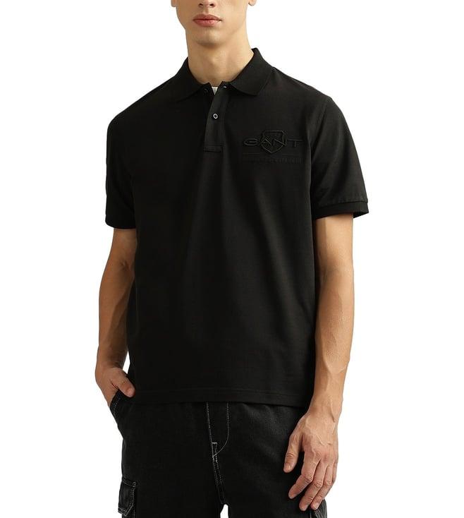 gant black logo regular fit polo t-shirt