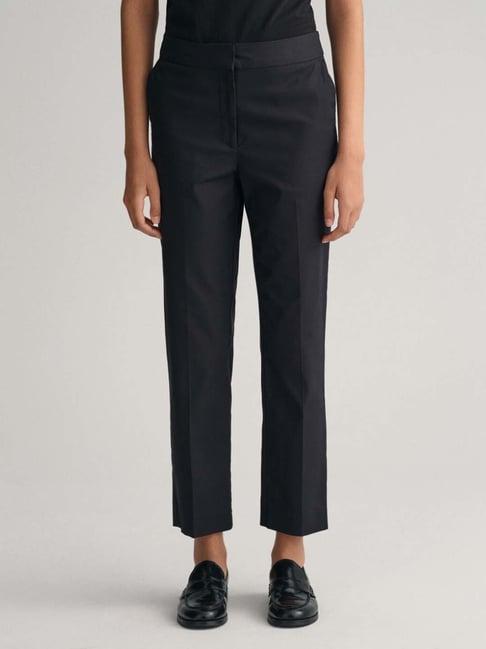 gant black mid rise slim fit trousers