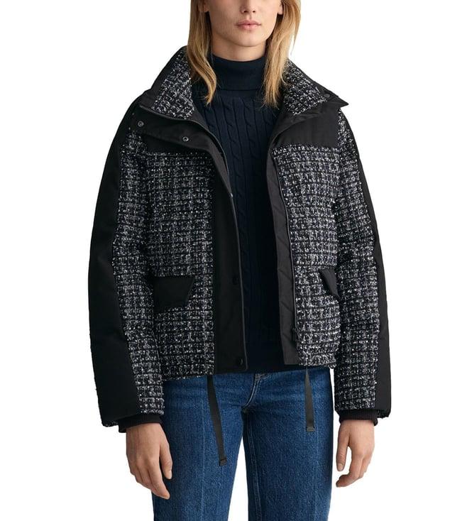 gant black printed regular fit puffer jacket