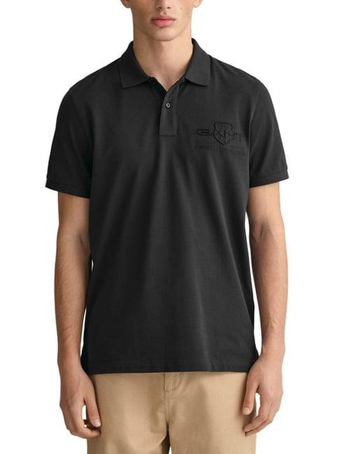 gant black regular fit polo t-shirt