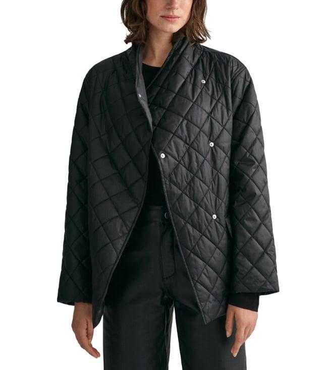 gant black relaxed fit quilted casual jacket