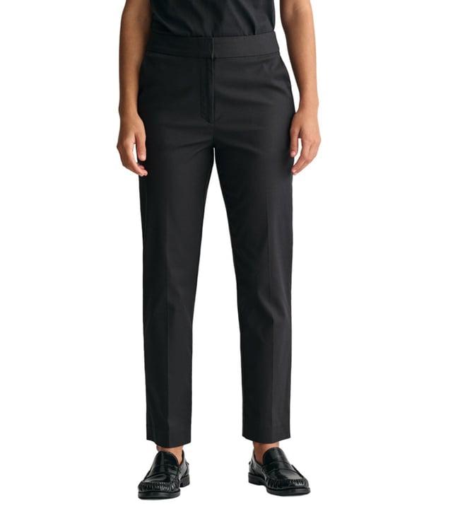 gant black slim fit flat front trousers