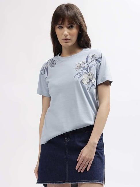 gant blue cotton embroidered t-shirt