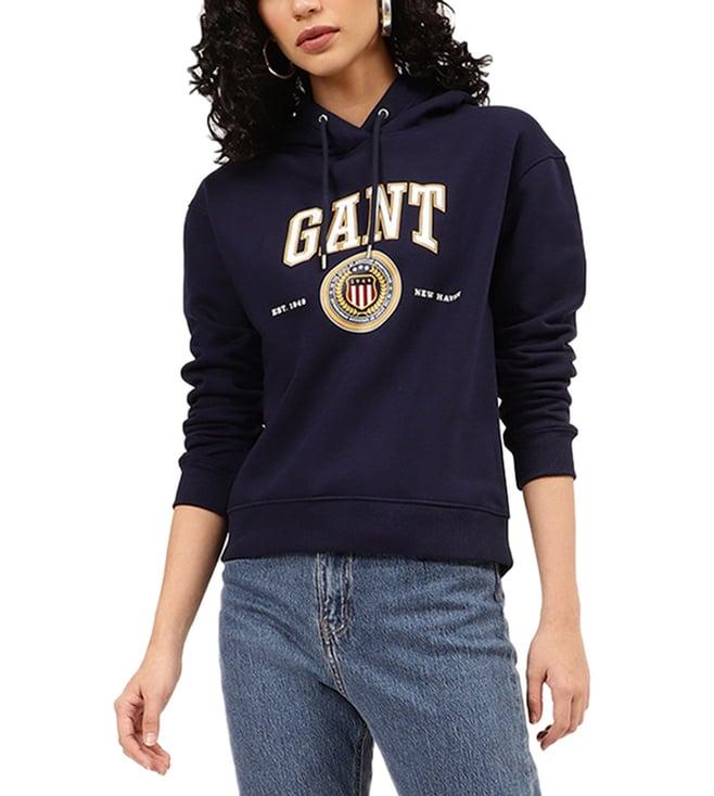 gant blue logo regular fit hoodie