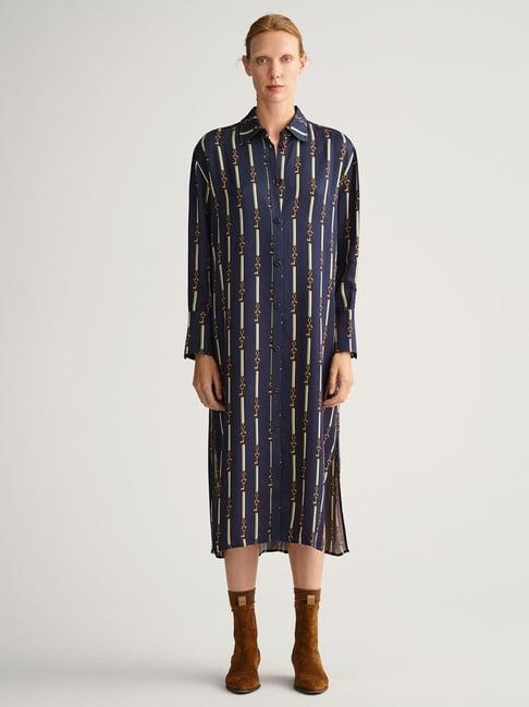 gant blue printed shirt dress