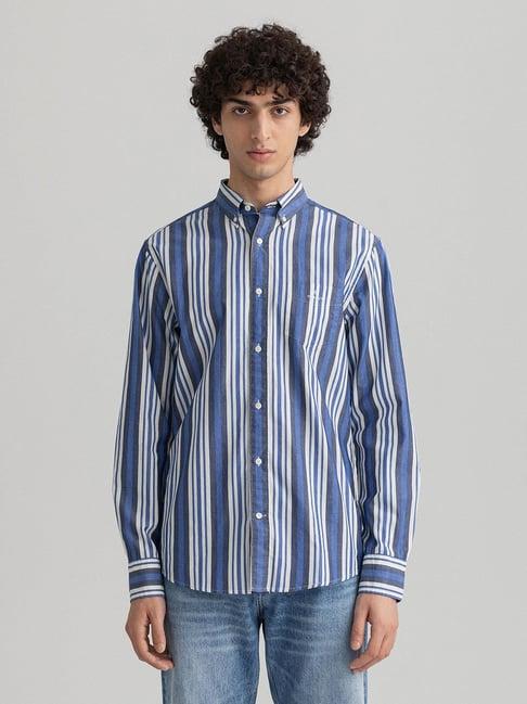 gant blue regular fit striped shirt