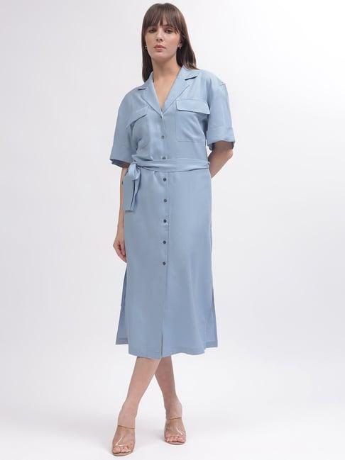 gant blue shirt dress with belt