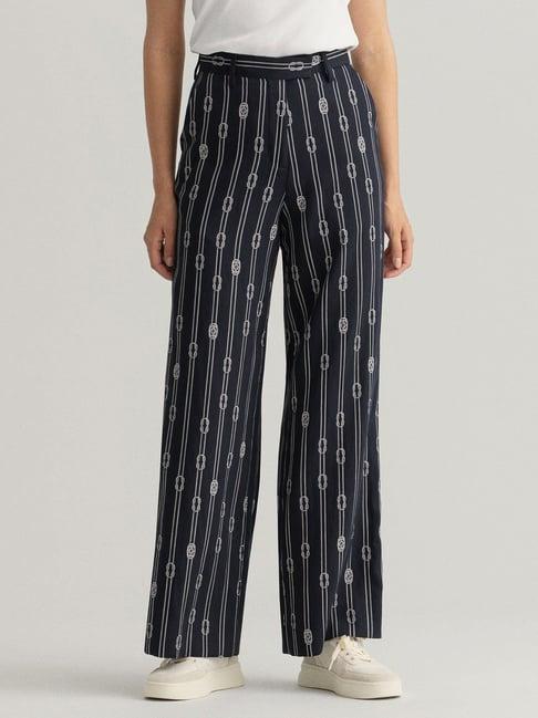 gant blue striped flat front trousers