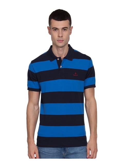 gant blue striped polo t-shirt