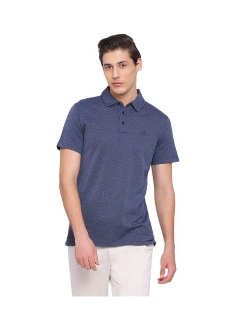 gant blue textured slim fit t-shirt