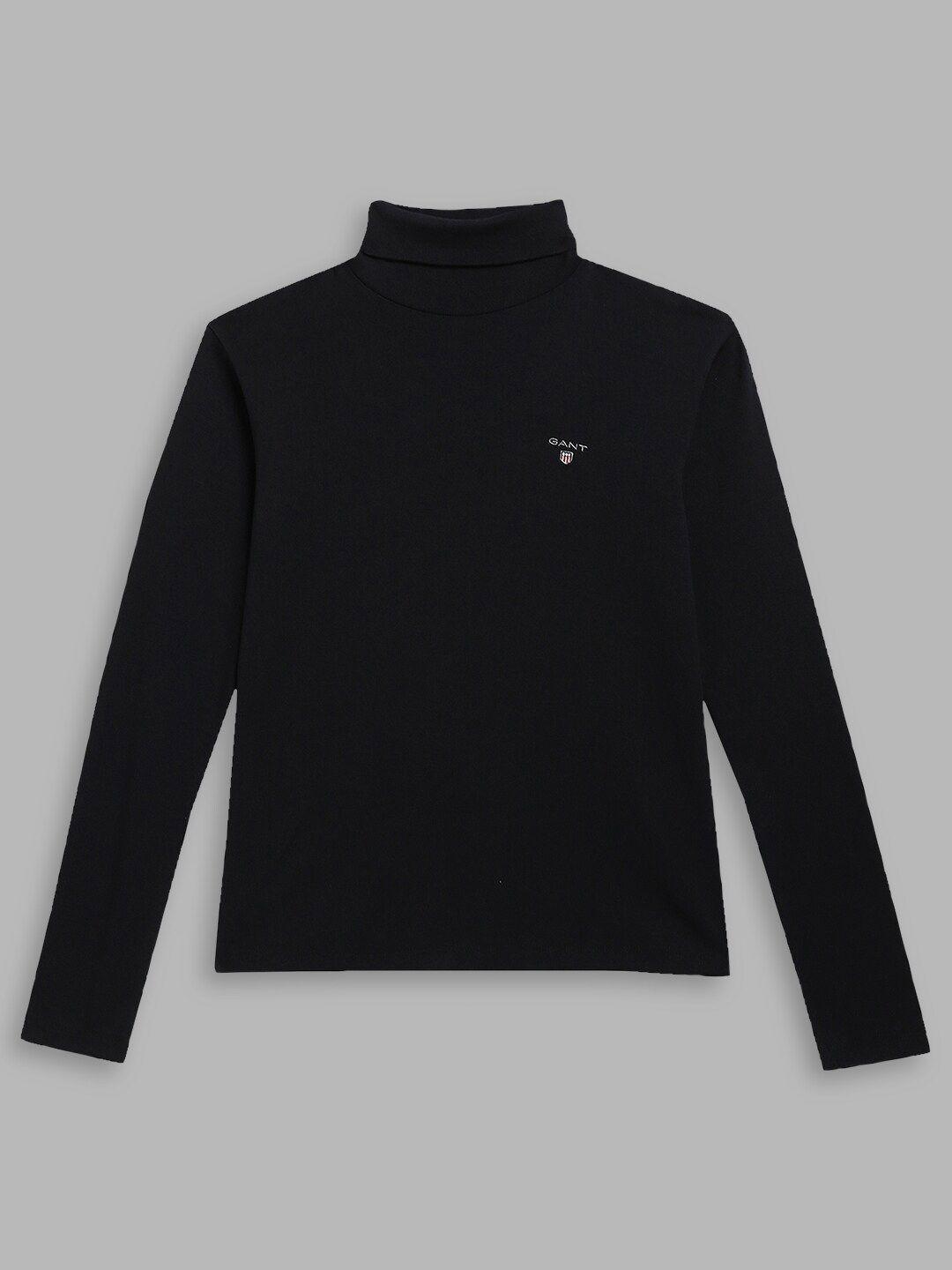 gant boys black turtle neck slim fit t-shirt