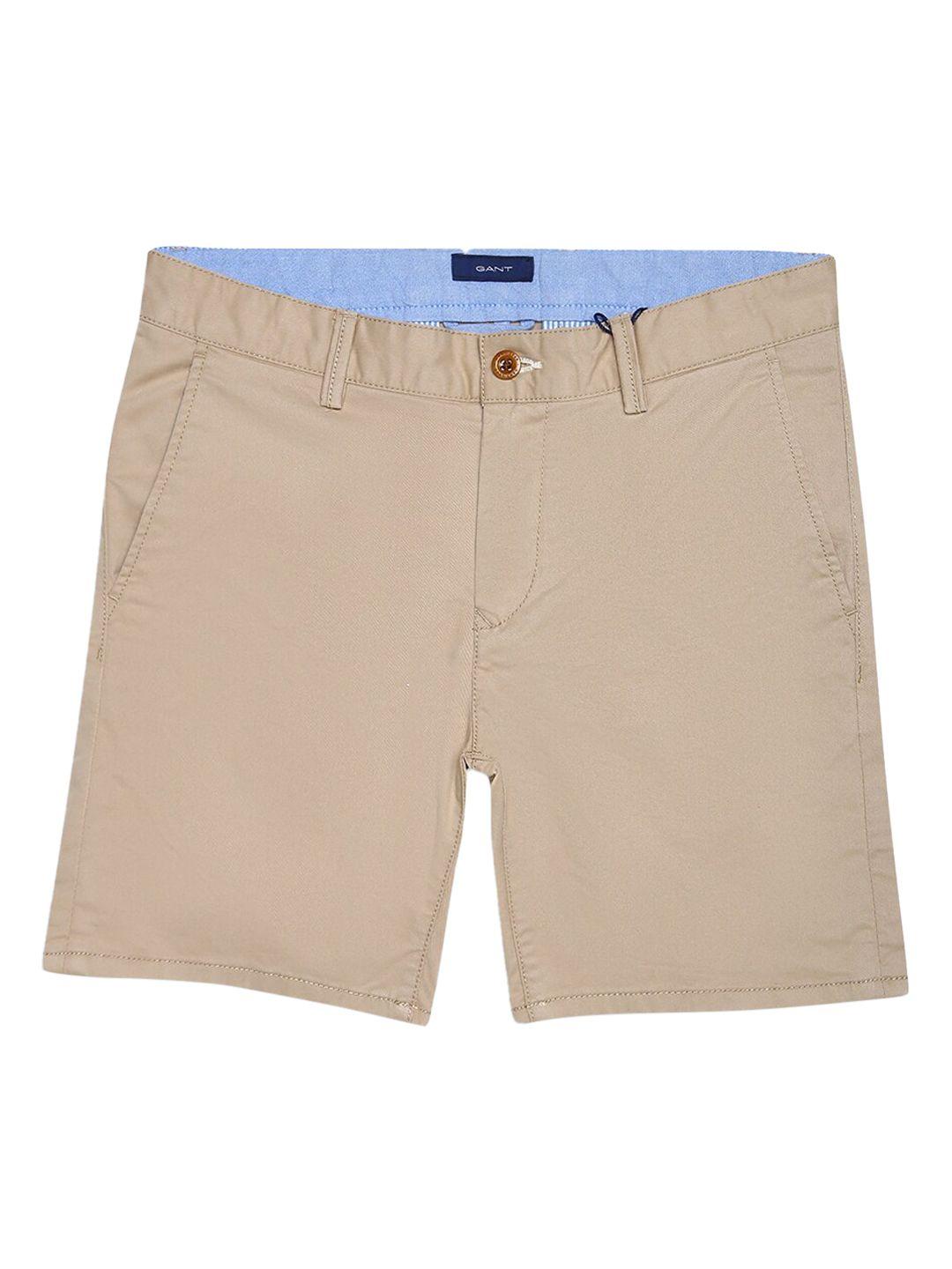 gant boys brown solid slim fit regular shorts