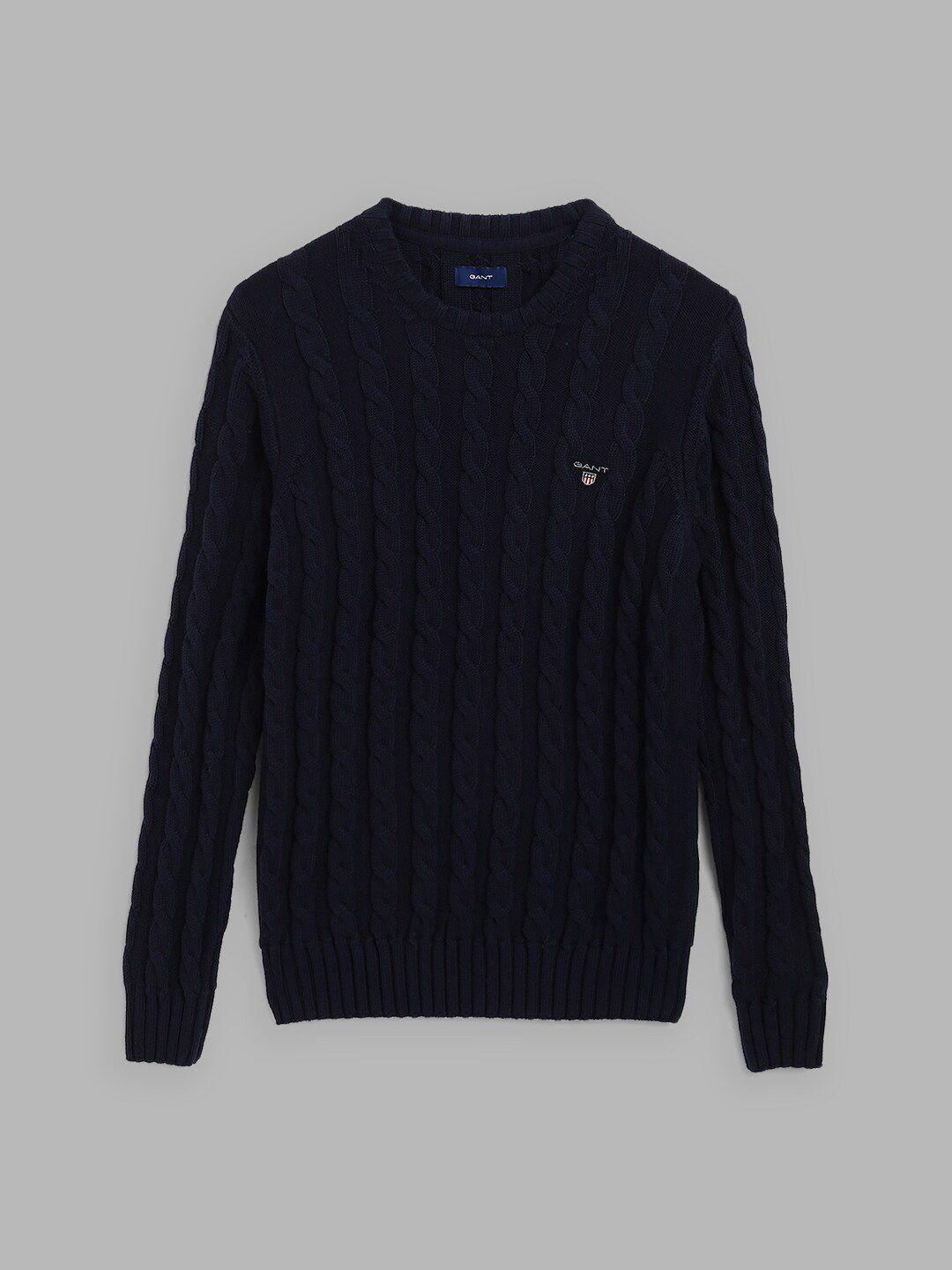 gant boys navy blue cable knit pullover sweater