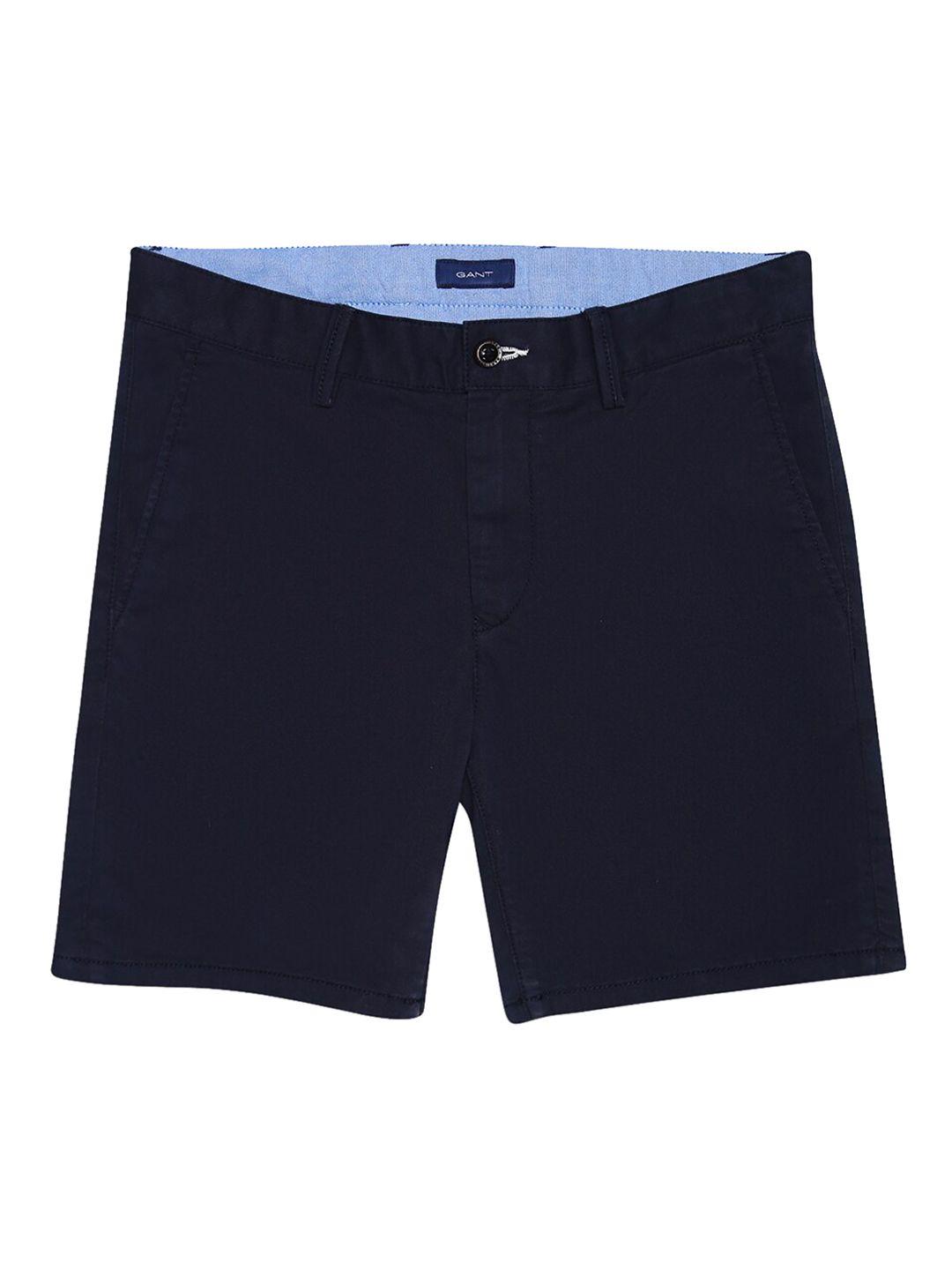 gant boys navy blue solid slim fit regular shorts