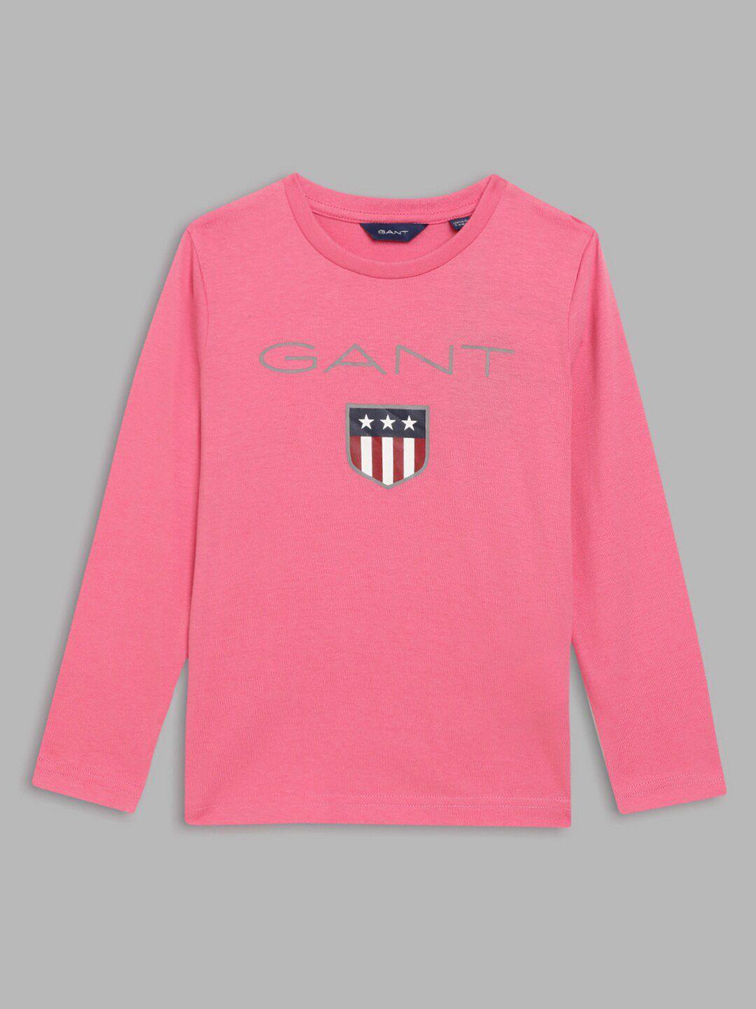 gant boys pink typography printed t-shirt