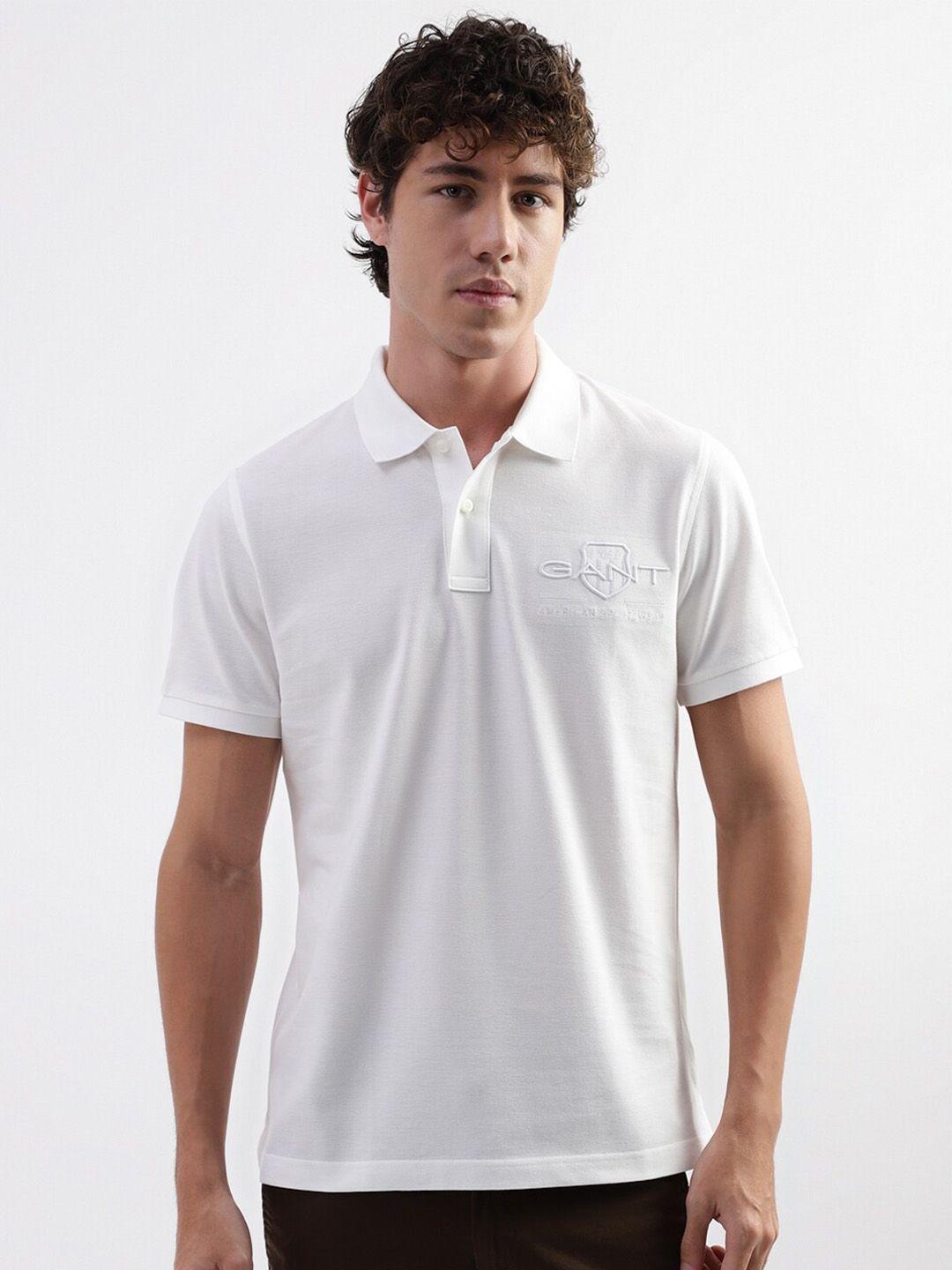 gant brand logo printed polo collar pure cotton t-shirt