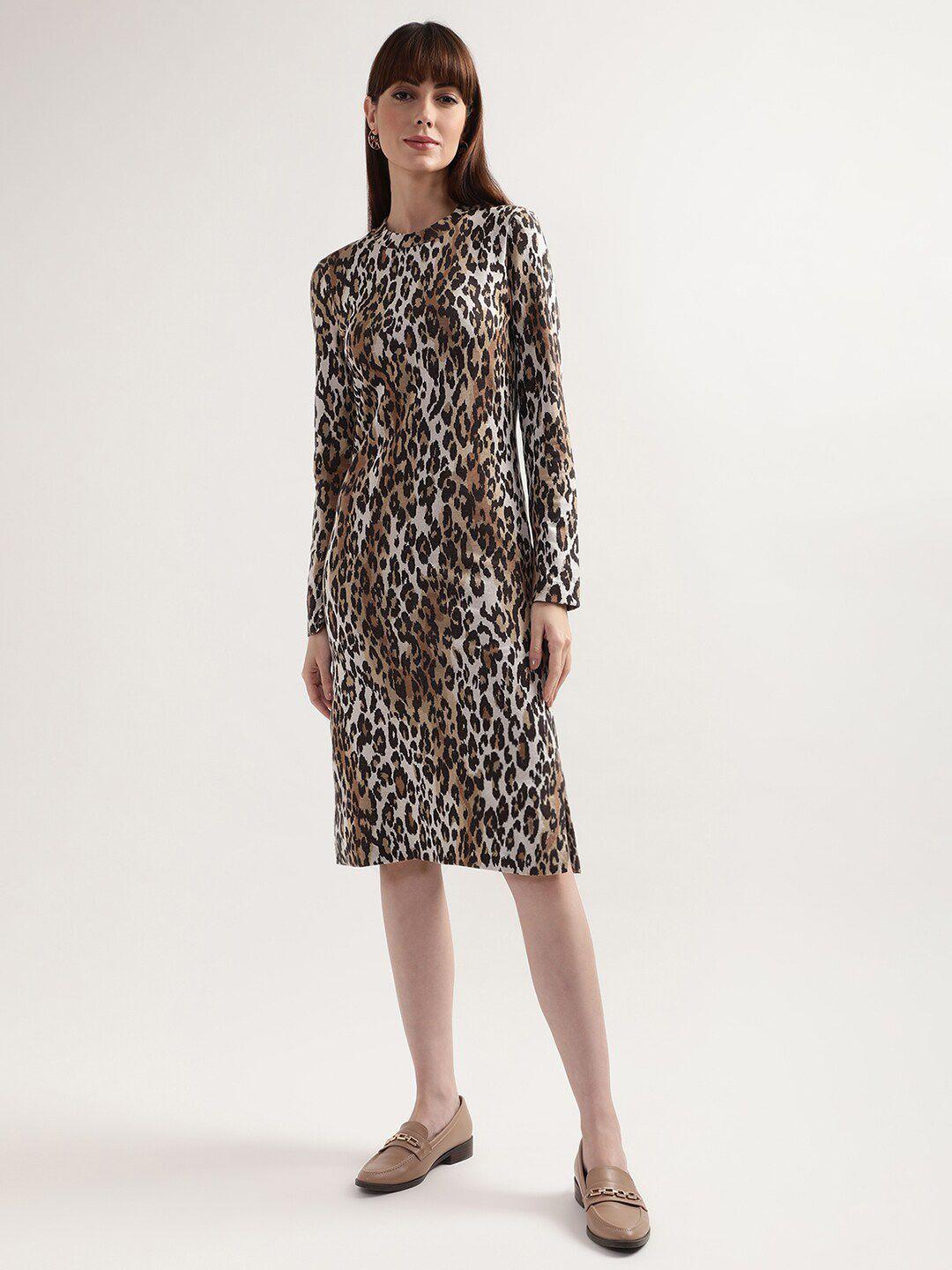 gant brown & black animal sheath dress